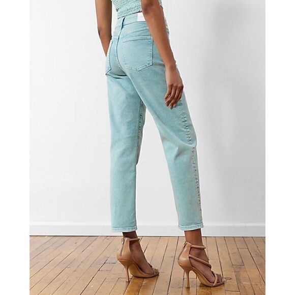 NWT Express Mid Rise Mint Green Tinted Boyfriend Jeans, Size 8R - Picture 3 of 16